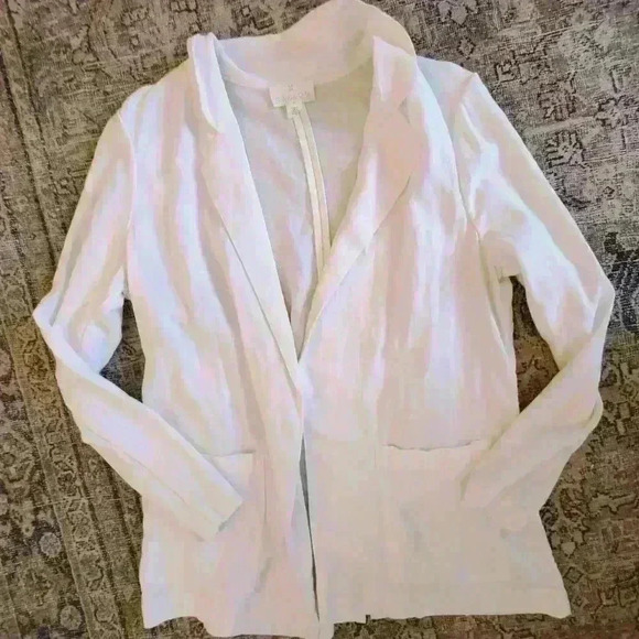 Caslon Linen Blend Blazer Open Front White Medium - Picture 1 of 6